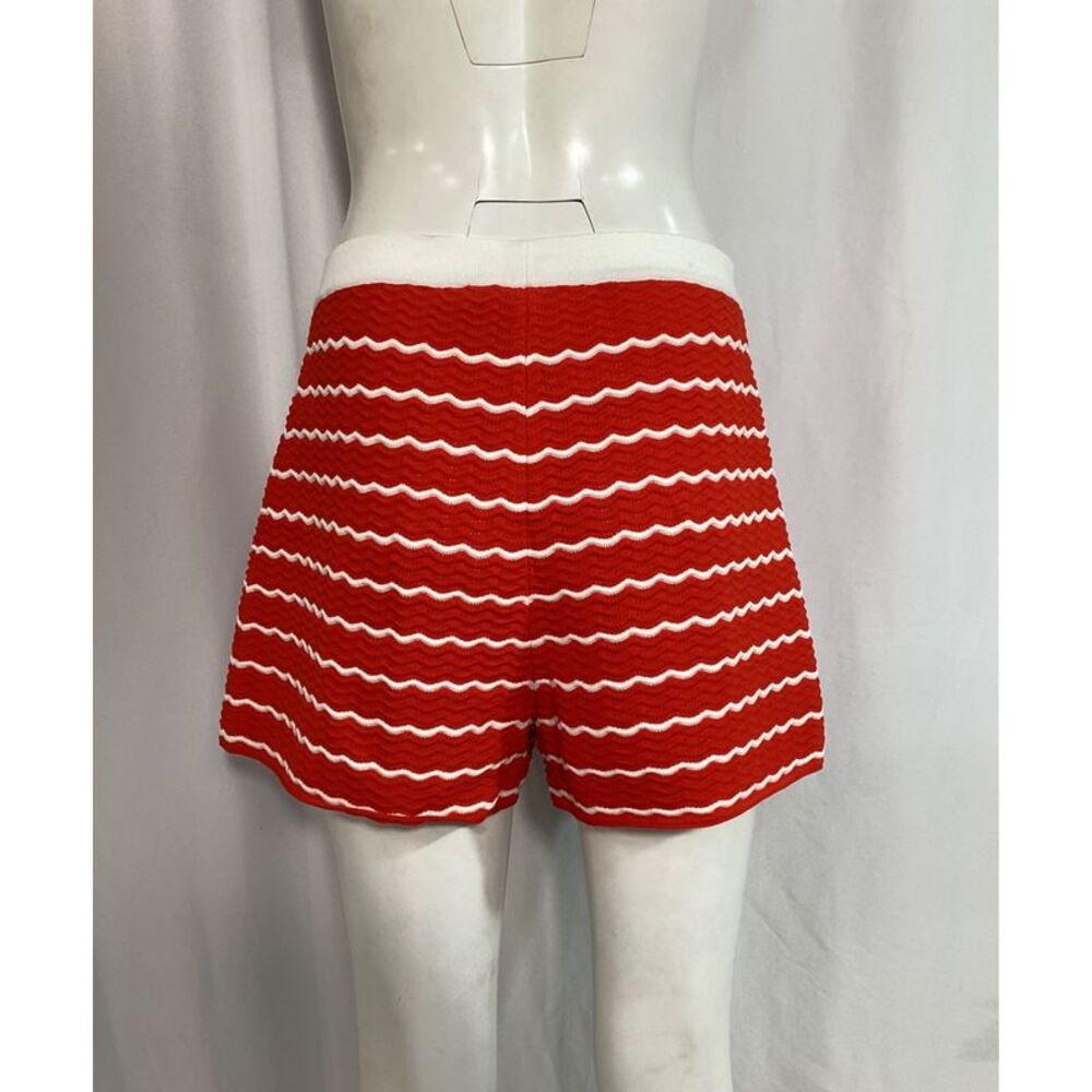Carolina Herrera Striped Pointelle-Knit Shorts in Red Viscose - Picture 8 of 10
